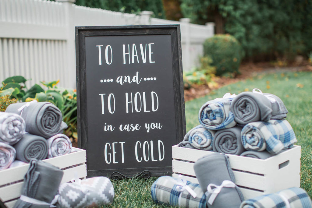fall wedding decor blankets