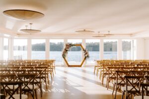 Empty indoor ceremony at The Lakehouse