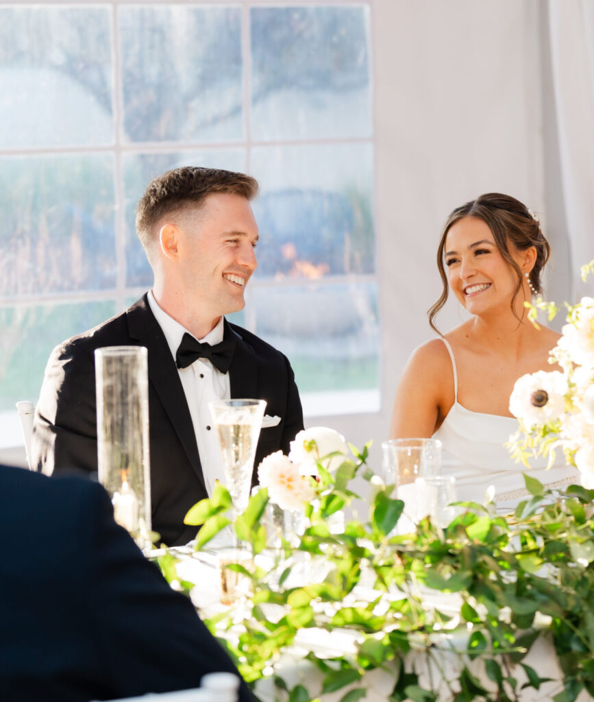 Bride and groom at sweetheart table