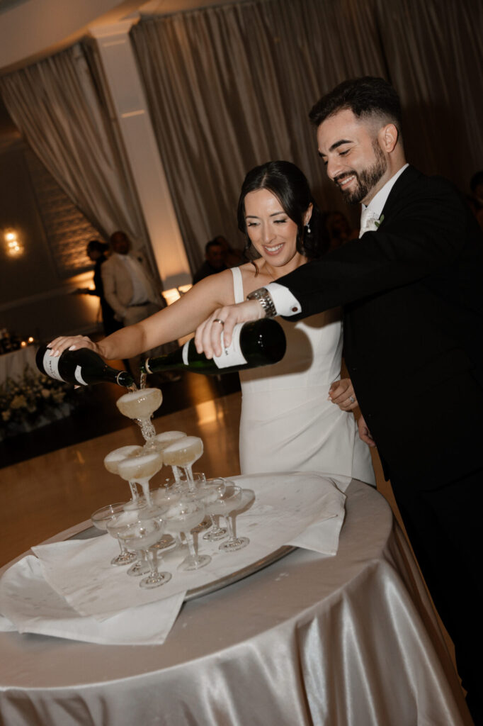 Bride and Groom Champagne Tower