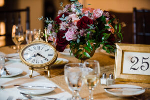 table wedding decor for a new year's eve themed wedding reception